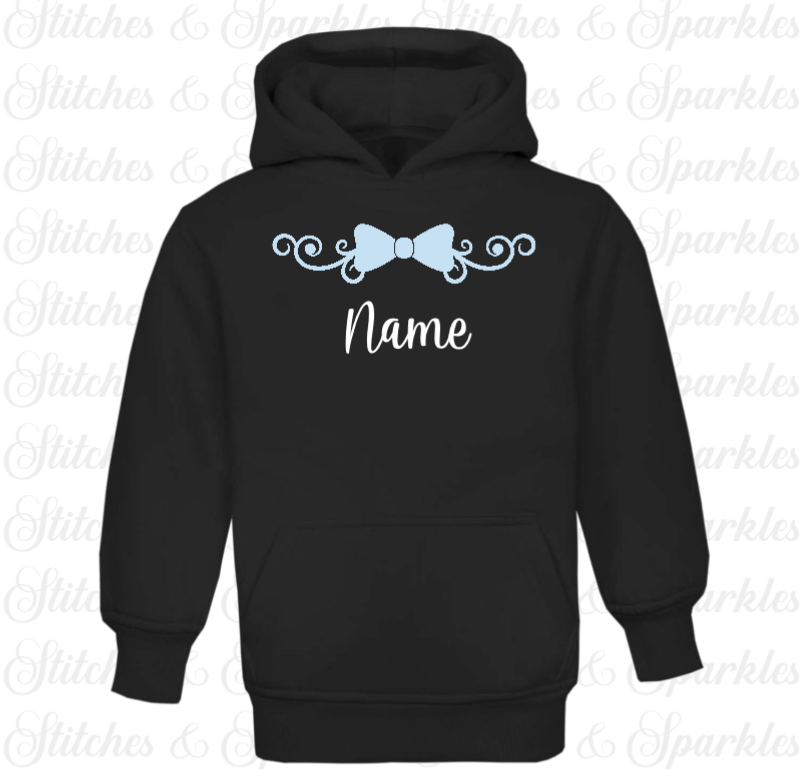 Embroidered Bow Design - Pull on Hoodie