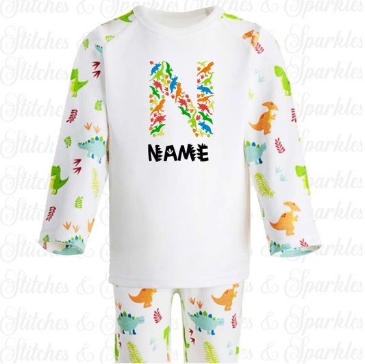 Embroidered Initial Dinosaur Pyjamas