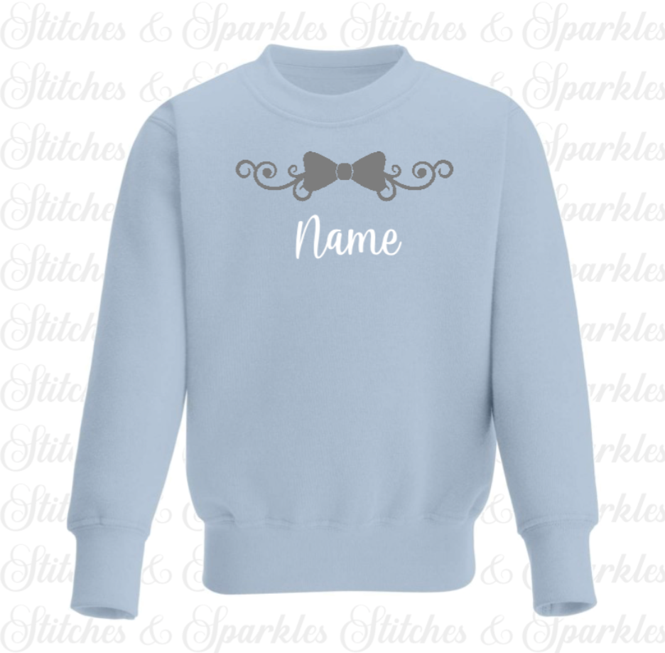 Embroidered Bow Design Jumper Sweatshirt