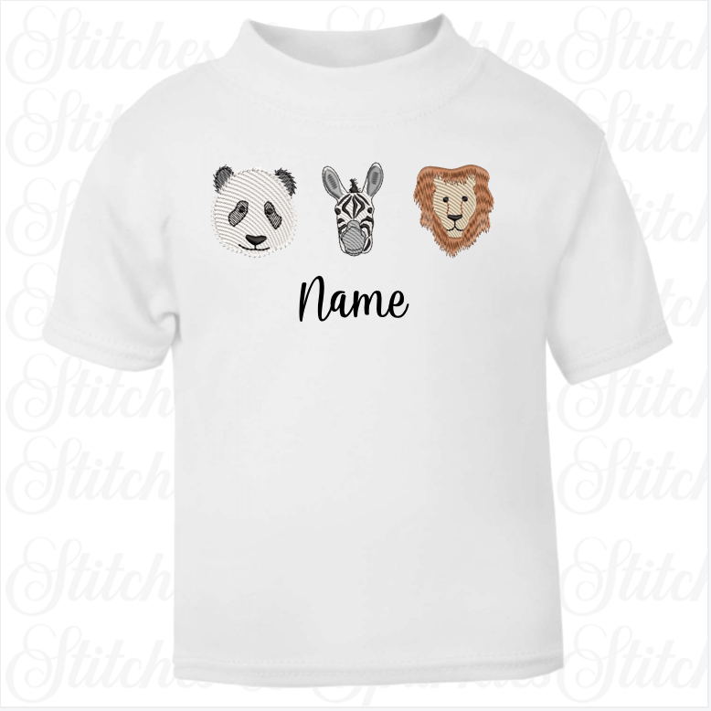 Embroidered Safari Animals T-shirt