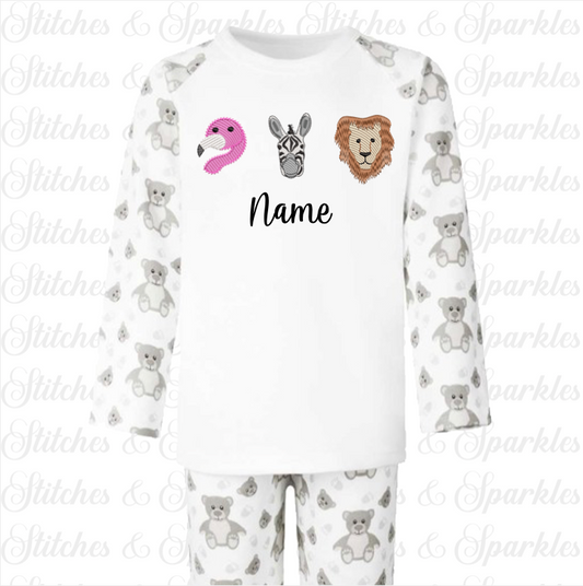 Embroidered Safari Animals Pyjamas