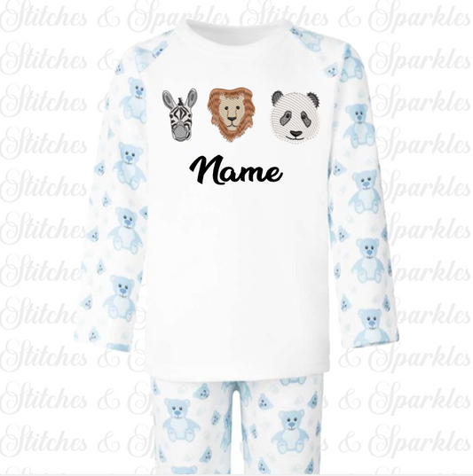 Embroidered Safari Animals Pyjamas
