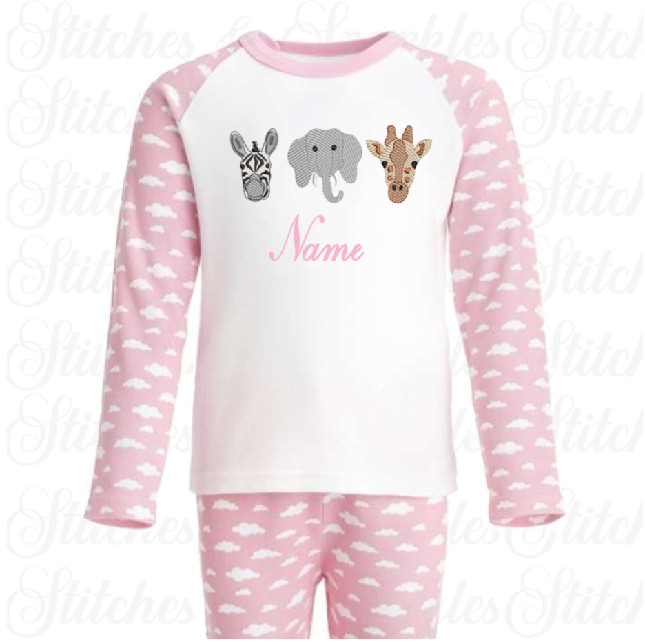 Embroidered Safari Animals Pyjamas