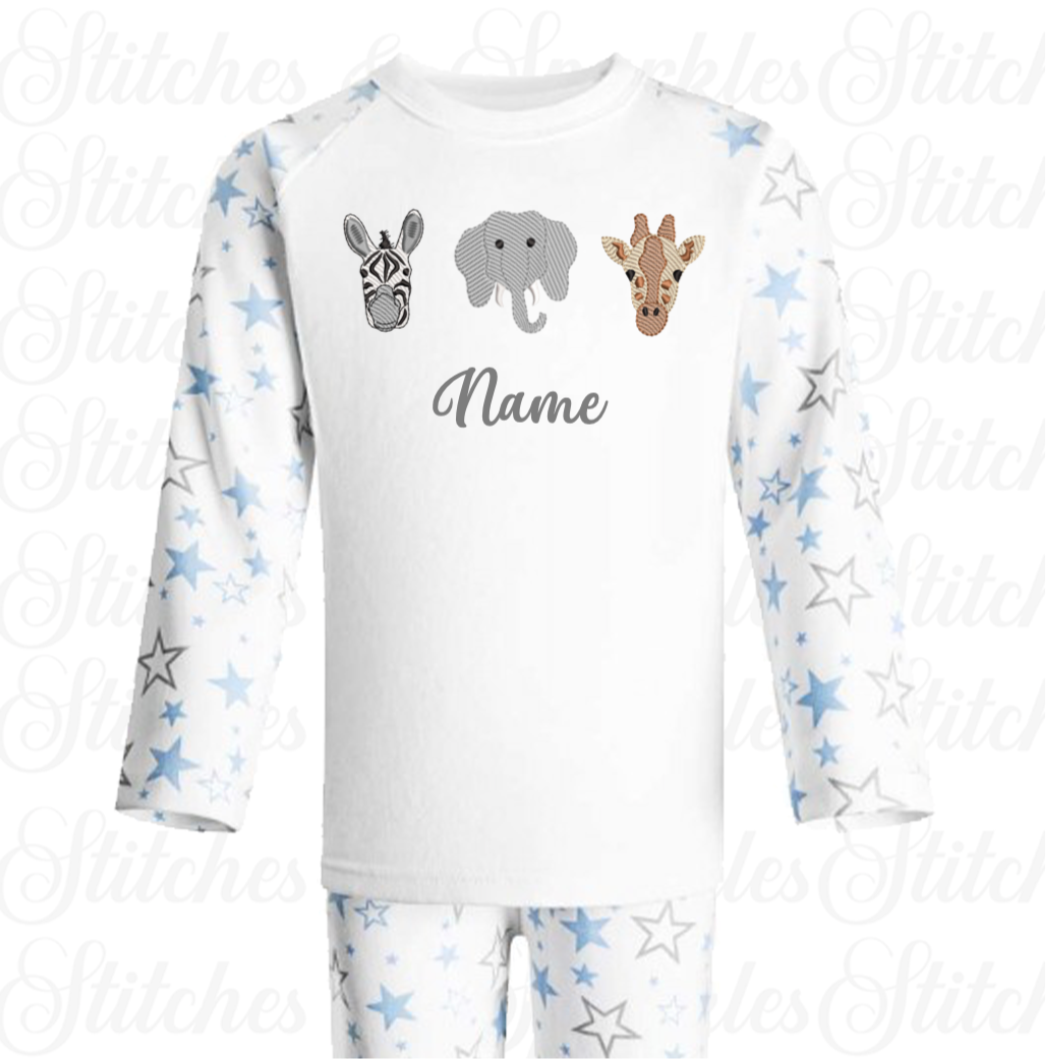 Embroidered Safari Animals Pyjamas