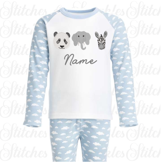 Embroidered Safari Animals Pyjamas