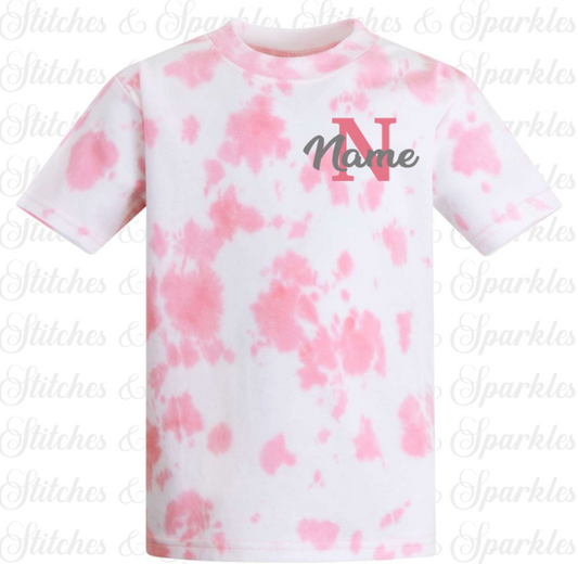 Embroidered Initial & Name Tie Dye T-shirt