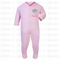 Load image into Gallery viewer, Embroidered Safari Animal - Button Up Sleepsuit Romper
