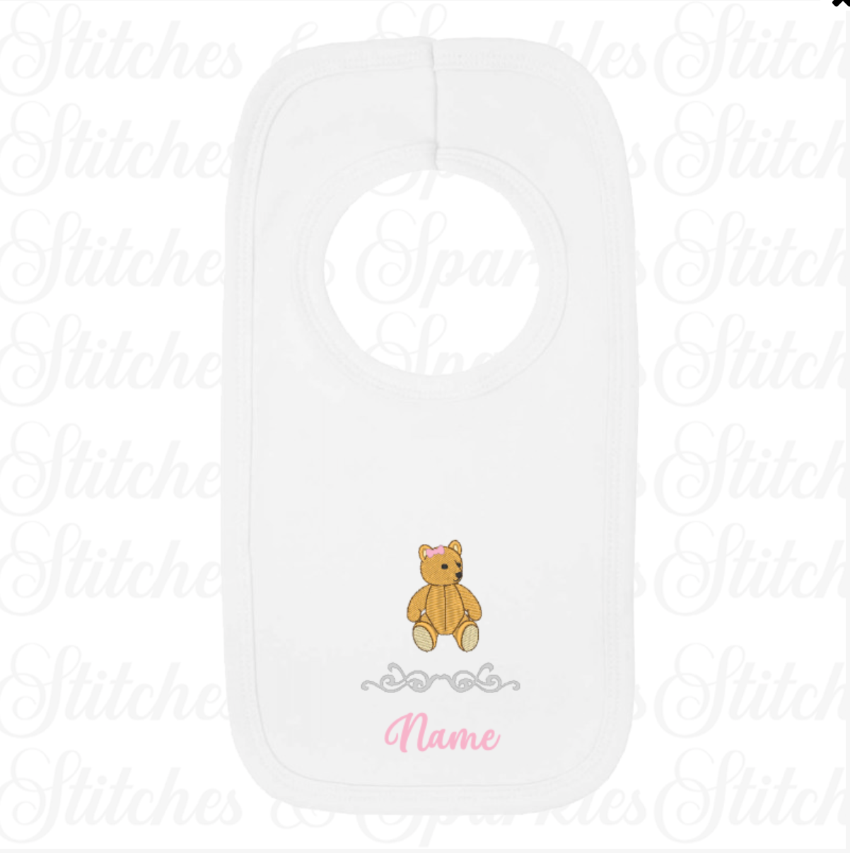 Embroidered Teddy Bear - Bib