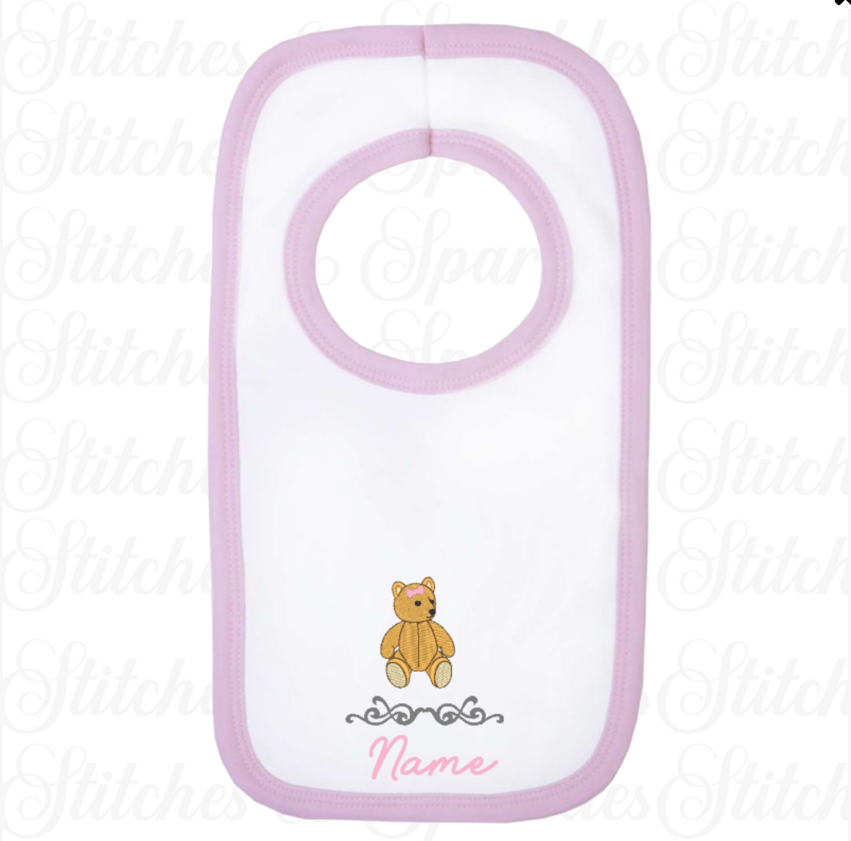 Embroidered Teddy Bear - Bib