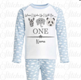 Load image into Gallery viewer, Embroidered Safari Birthday Animal Pyjamas
