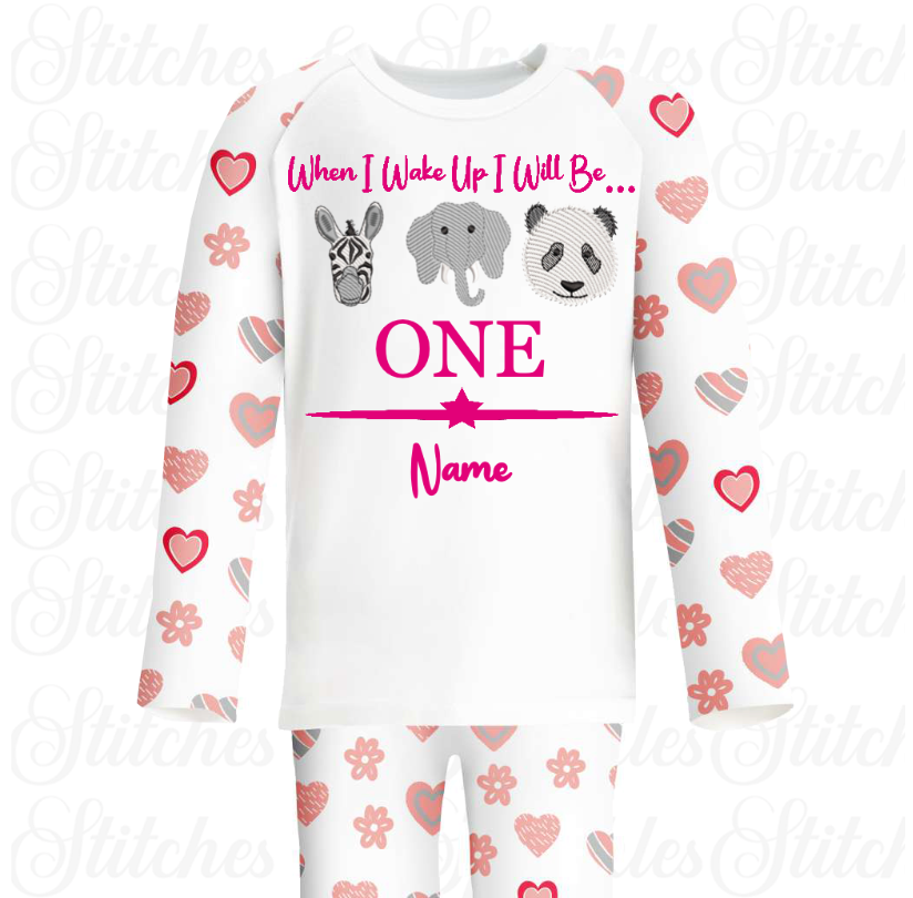 Embroidered Safari Birthday Animal Pyjamas