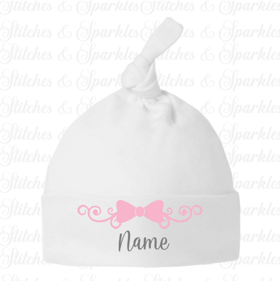 Embroidered Bow Knotted Baby Hats