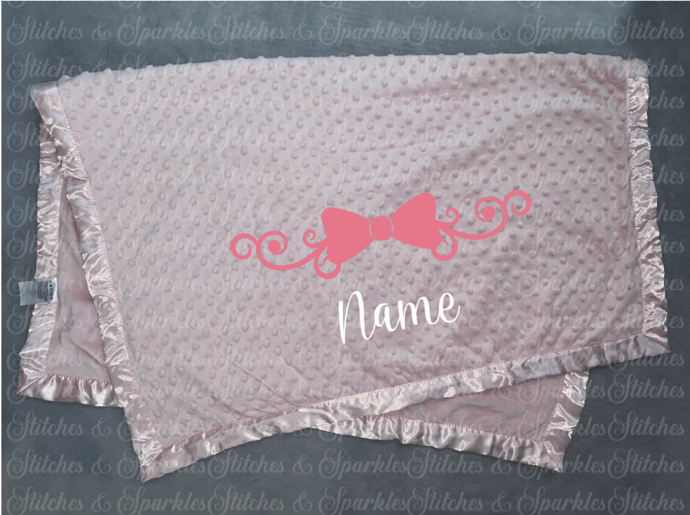 Embroidered Bow Luxury Dimple Blanket