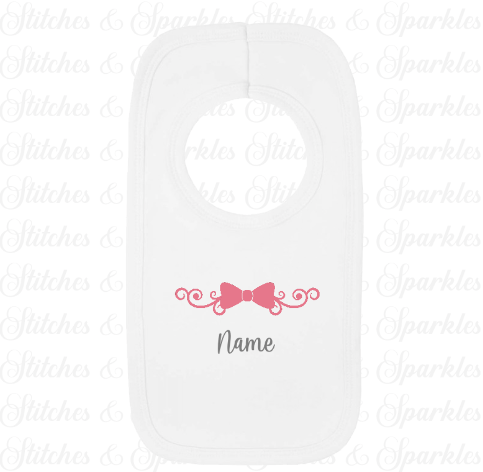 Embroidered Bow Design Bib