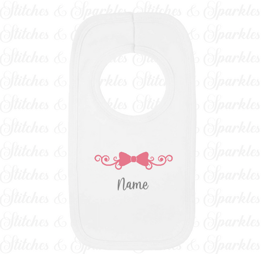 Embroidered Bow Design Bib
