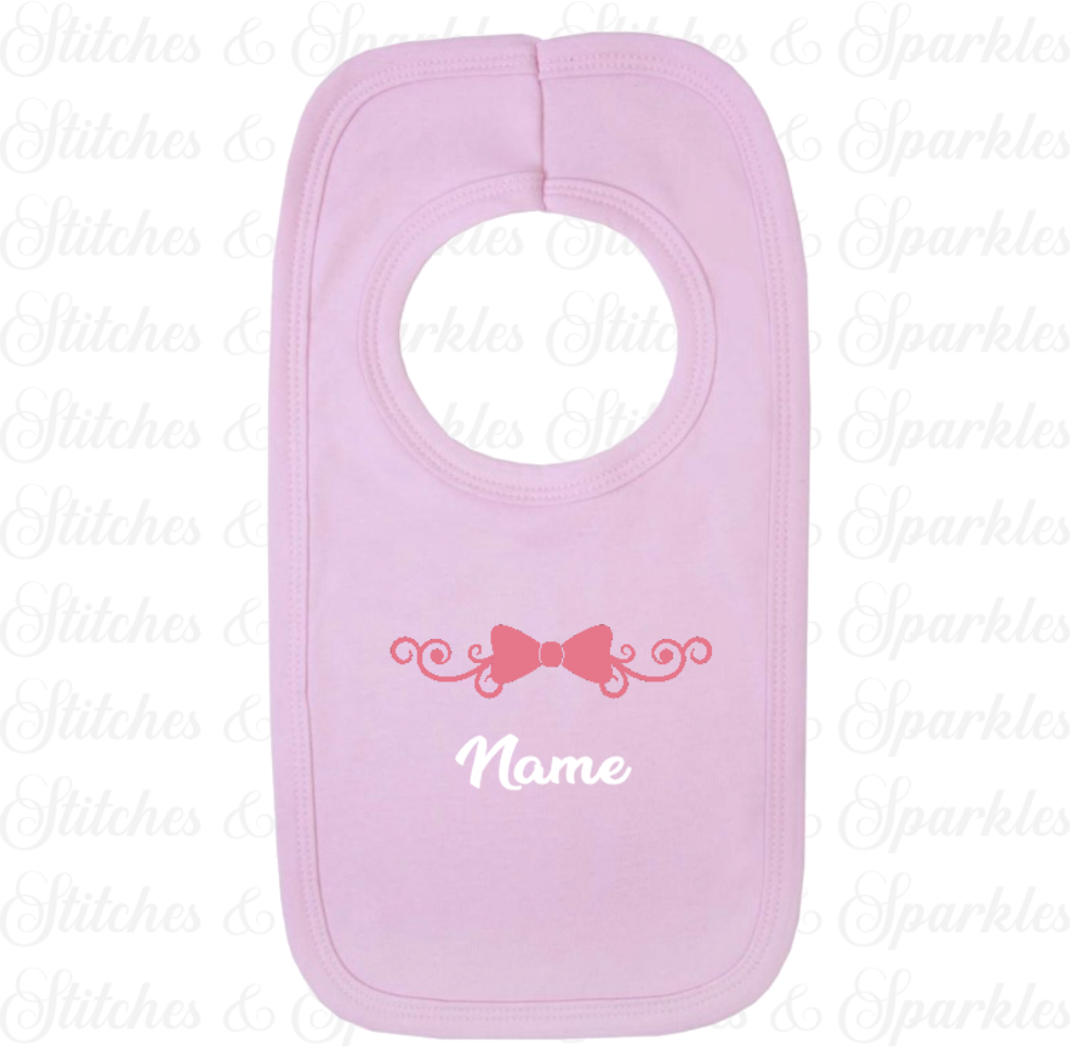 Embroidered Bow Design Bib