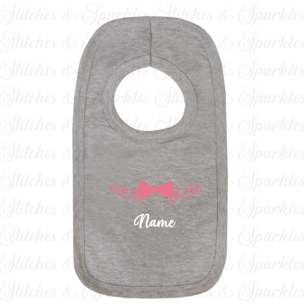 Embroidered Bow Design Bib