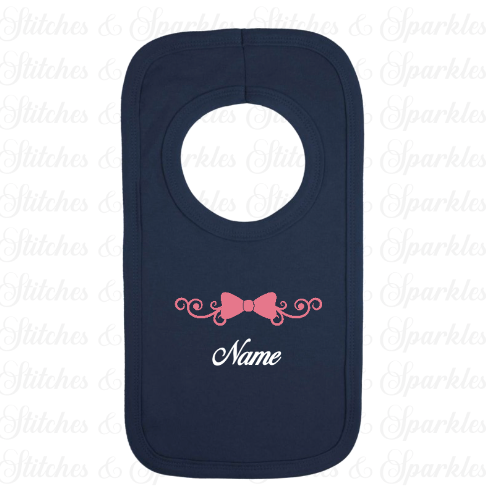 Embroidered Bow Design Bib