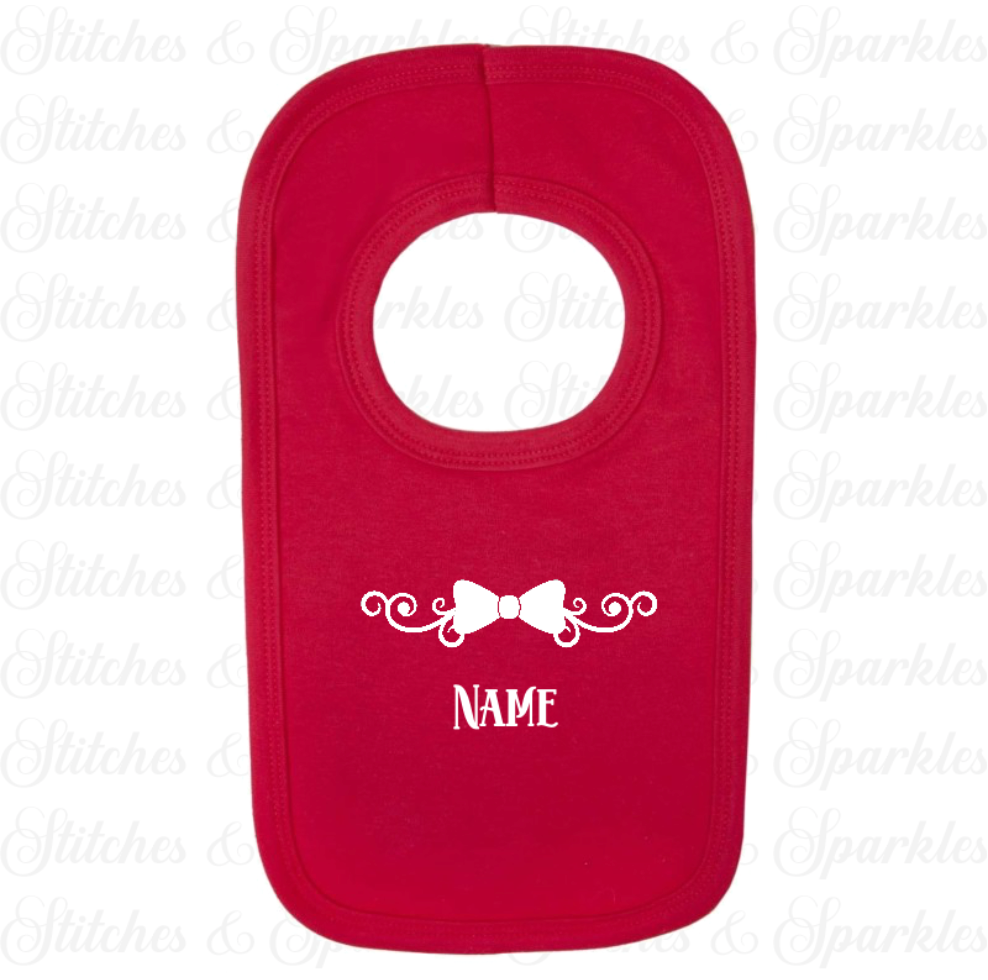 Embroidered Bow Design Bib
