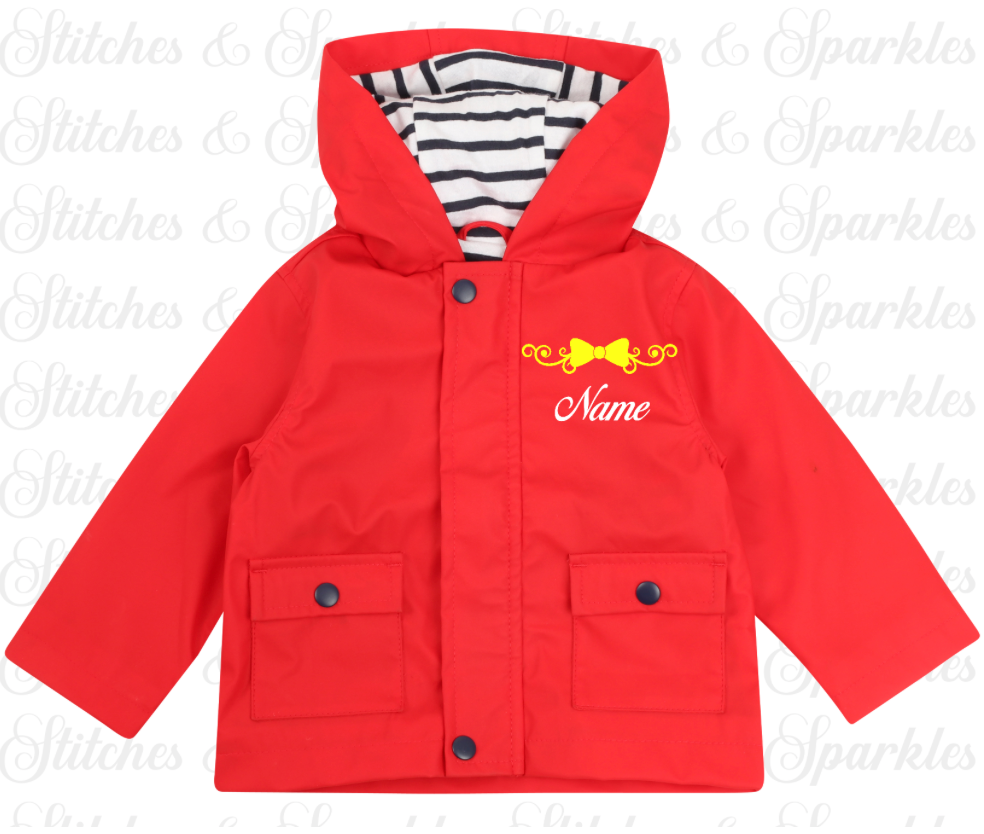 Embroidered Bow Rain Jacket / Coat