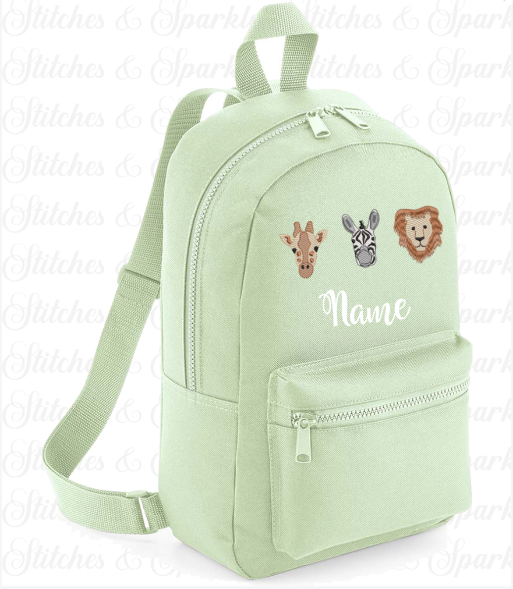 Embroidered Safari Animals Backpack