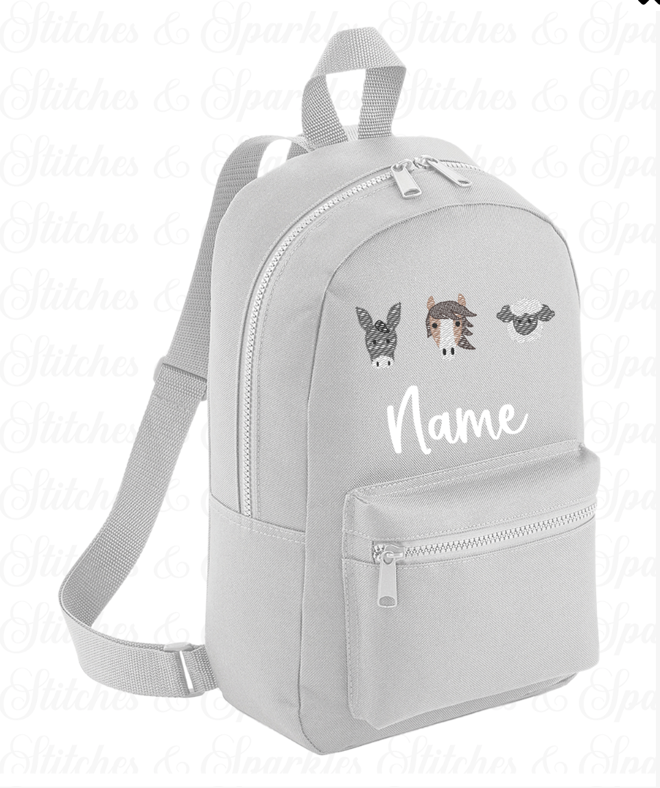 Embroidered Farm Animals Backpack