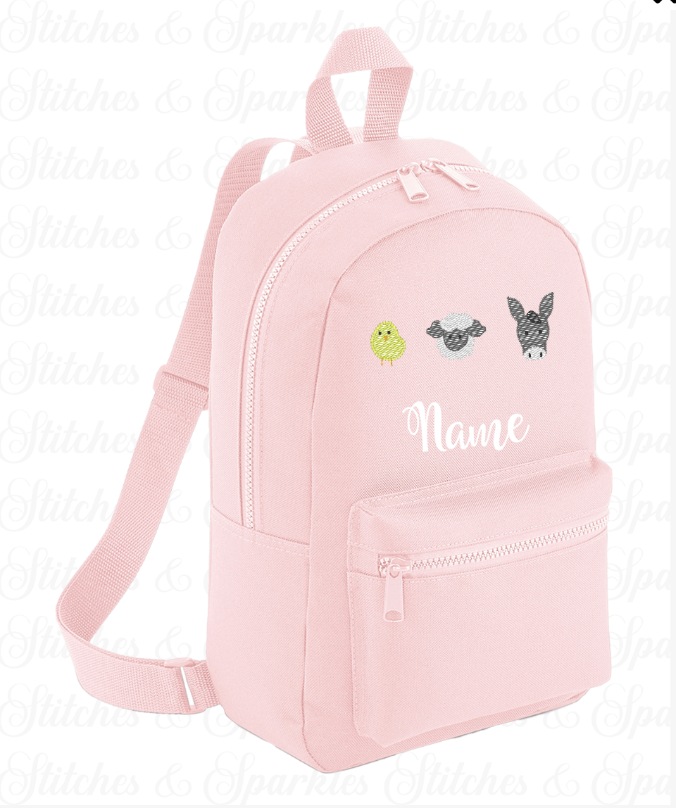 Embroidered Farm Animals Backpack