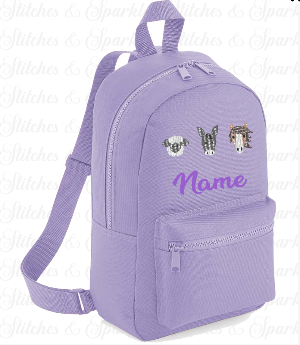 Embroidered Farm Animals Backpack