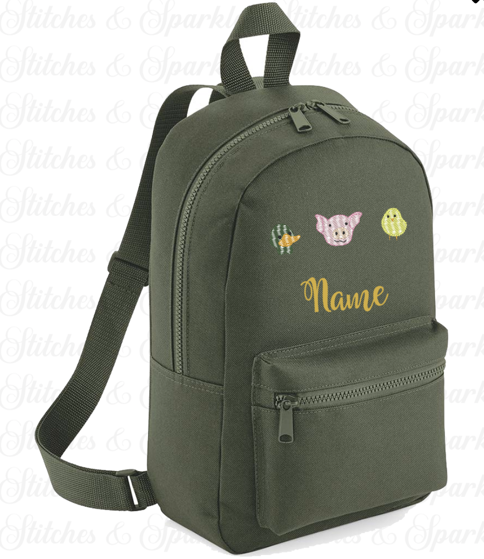 Embroidered Farm Animals Backpack
