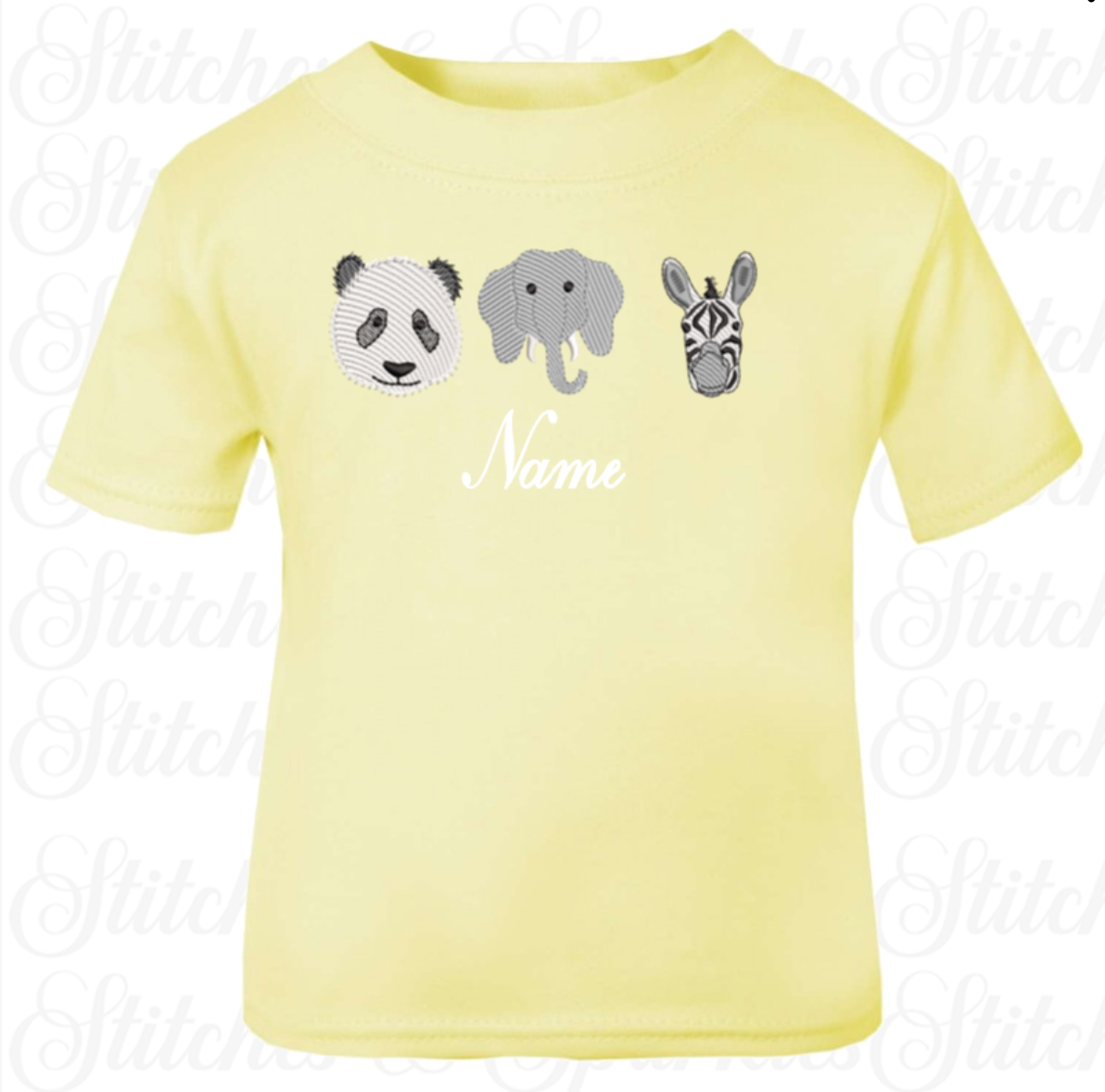 Embroidered Safari Animals T-shirt
