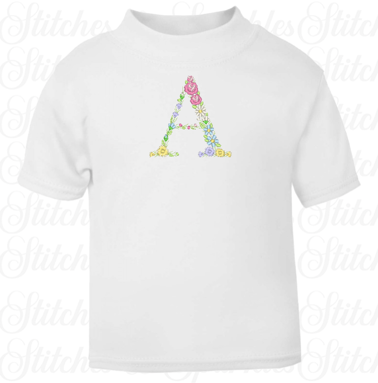 Embroidered Floral Initial T-shirt