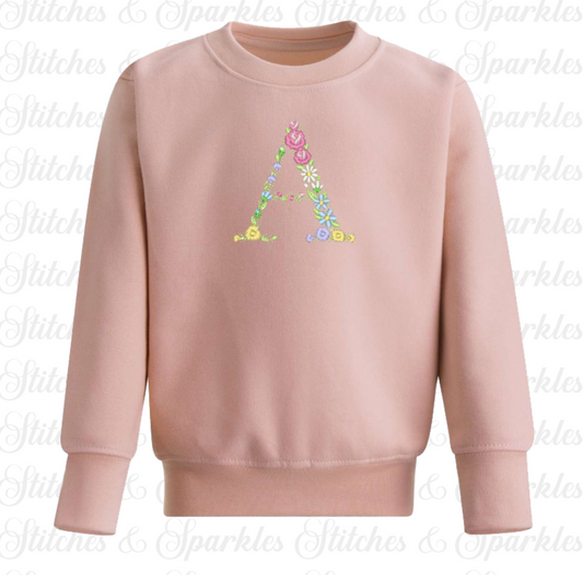Embroidered Floral Initial Jumper Sweatshirt