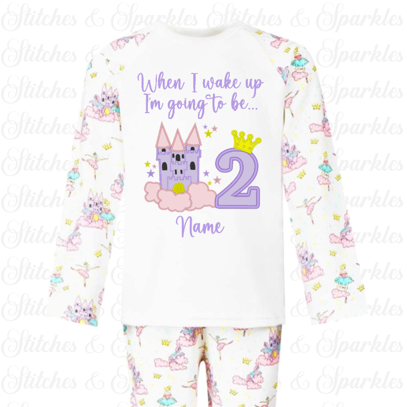 Embroidered Birthday Princess Castle Pyjamas