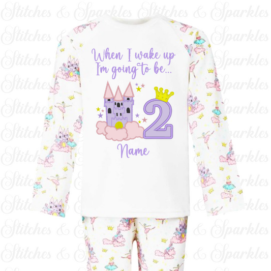 Embroidered Birthday Princess Castle Pyjamas