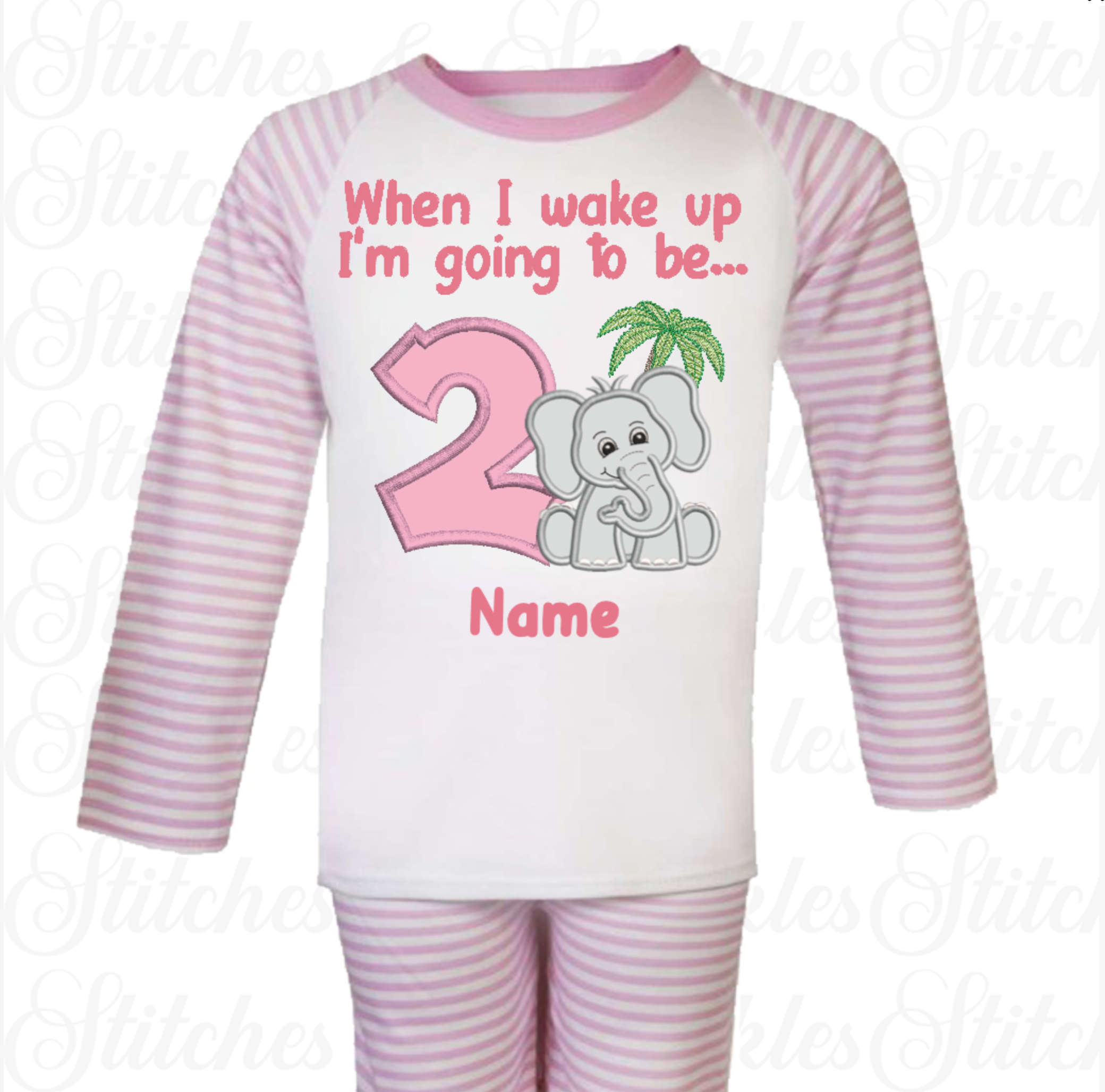 Embroidered Birthday Safari Zoo Animal Pyjamas