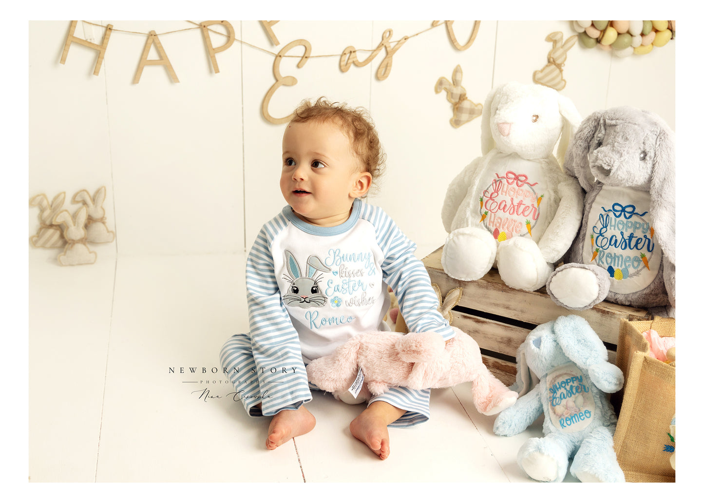 Embroidered Bunny Kisses and Easter Wishes Pyjamas