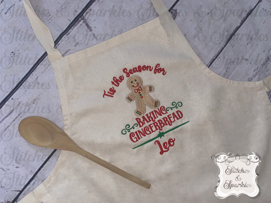 Embroidered Gingerbread Baking Apron