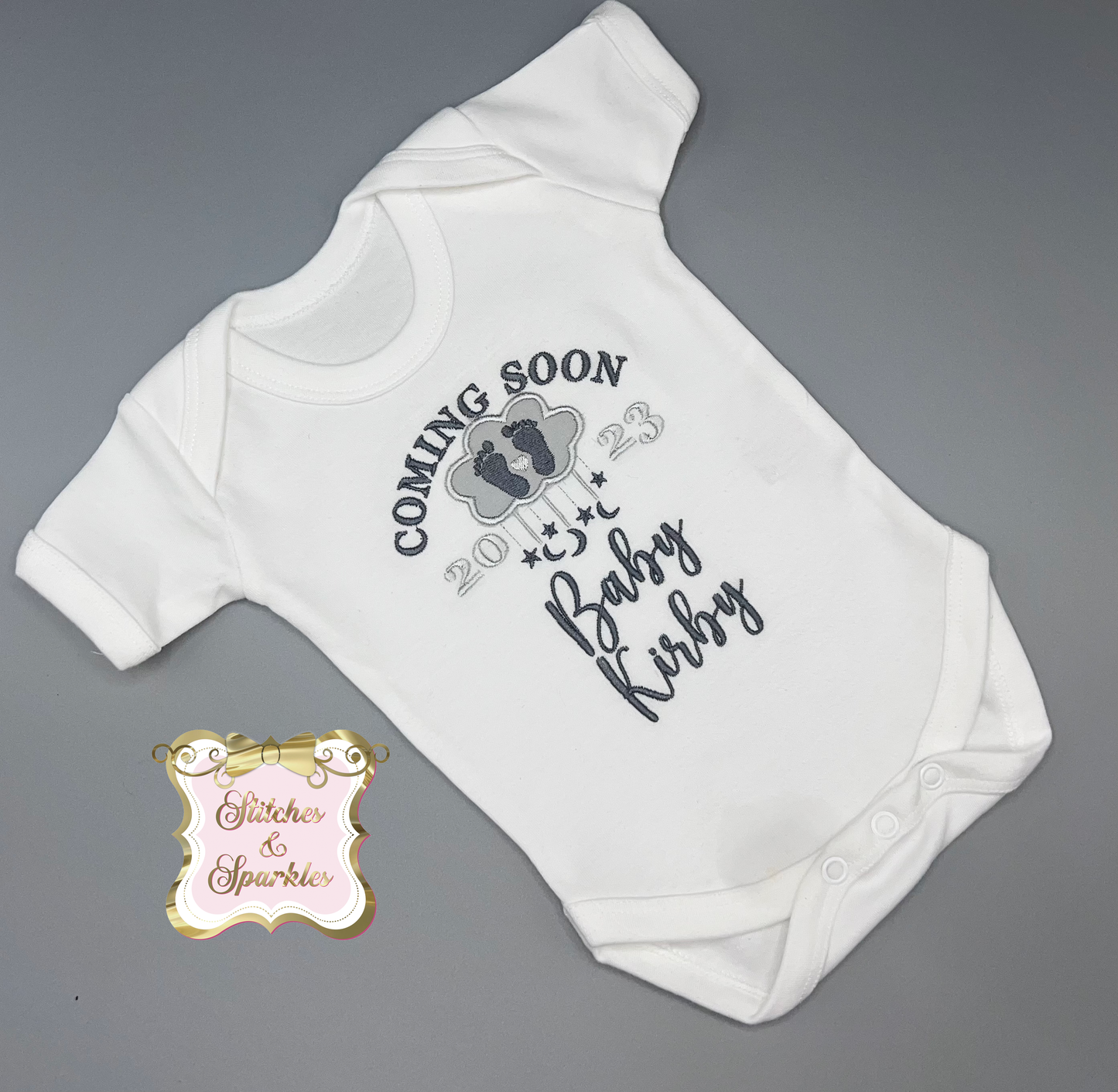 Embroidered Pregnancy Baby Announcment Cloud Vest