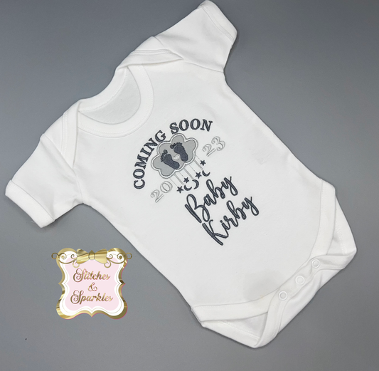 Embroidered Pregnancy Baby Announcment Cloud Vest