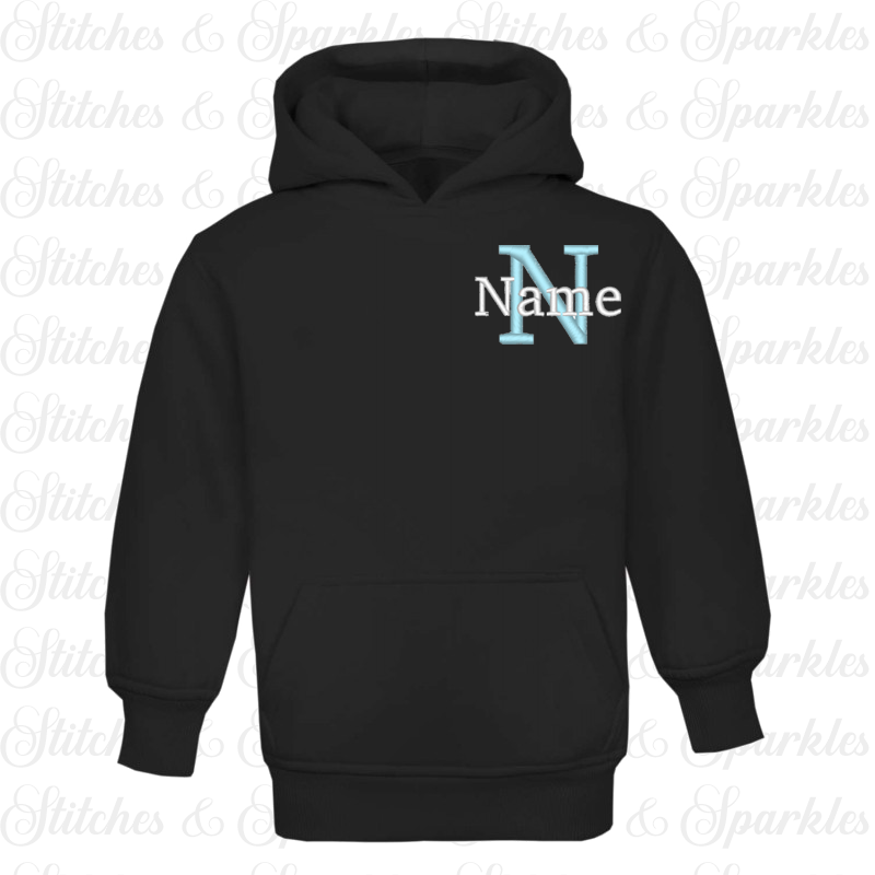 Embroidered Pull on Hoodie - Initial & Name Design