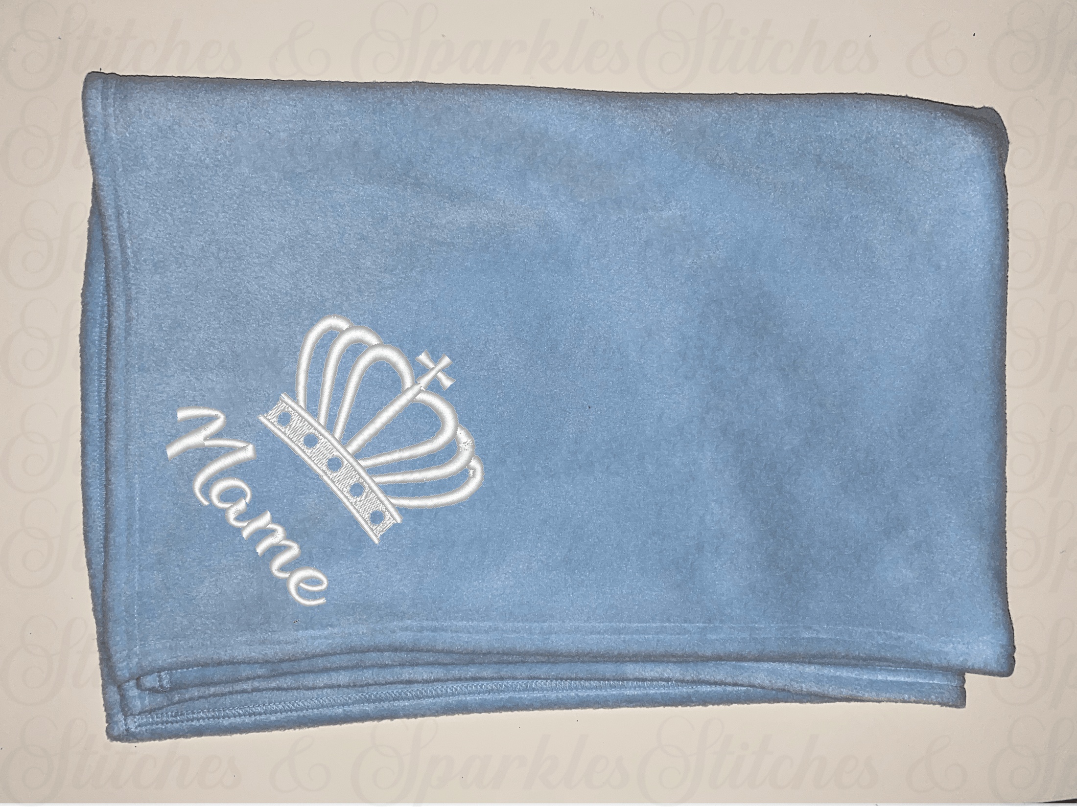 Embroidered Crown Fleece Blanket