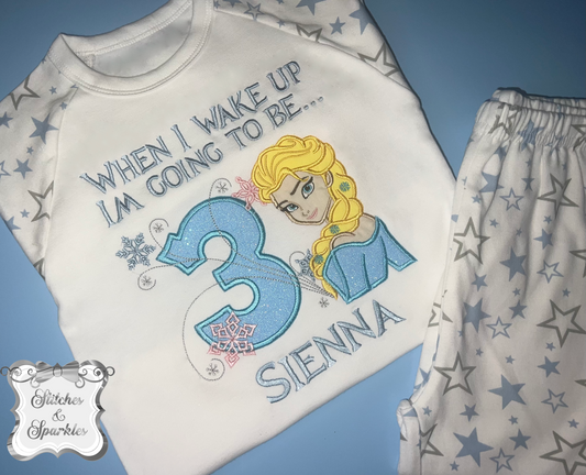 Embroidered Frozen Birthday Eve Pyjamas