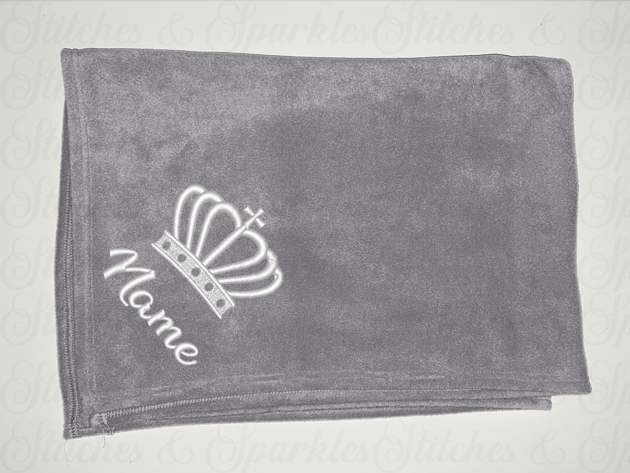 Embroidered Crown Fleece Blanket