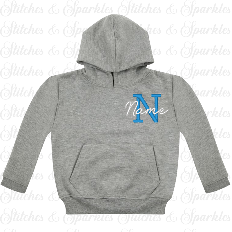 Embroidered Pull on Hoodie - Initial & Name Design