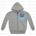 Load image into Gallery viewer, Embroidered Zip Up Hoodie Jacket - Crown Design
