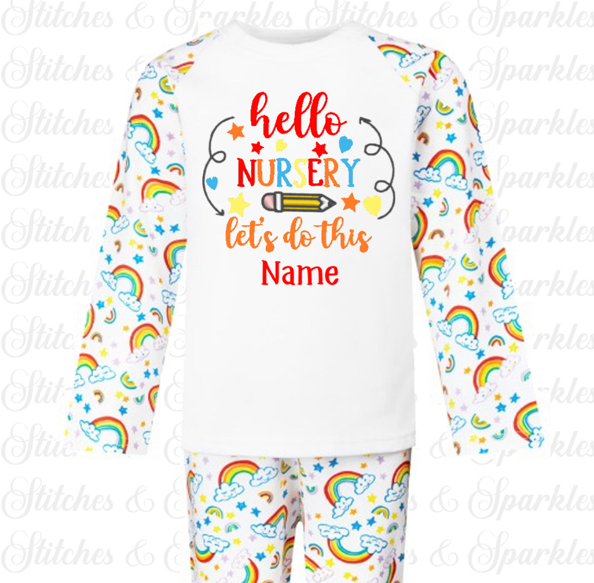 Embroidered Hello Back to School Pyjamas