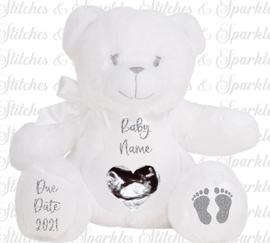 Baby Announcement Scan Photo Teddy