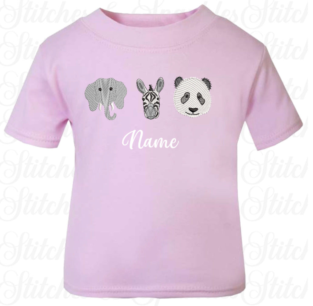 Embroidered Safari Animals T-shirt