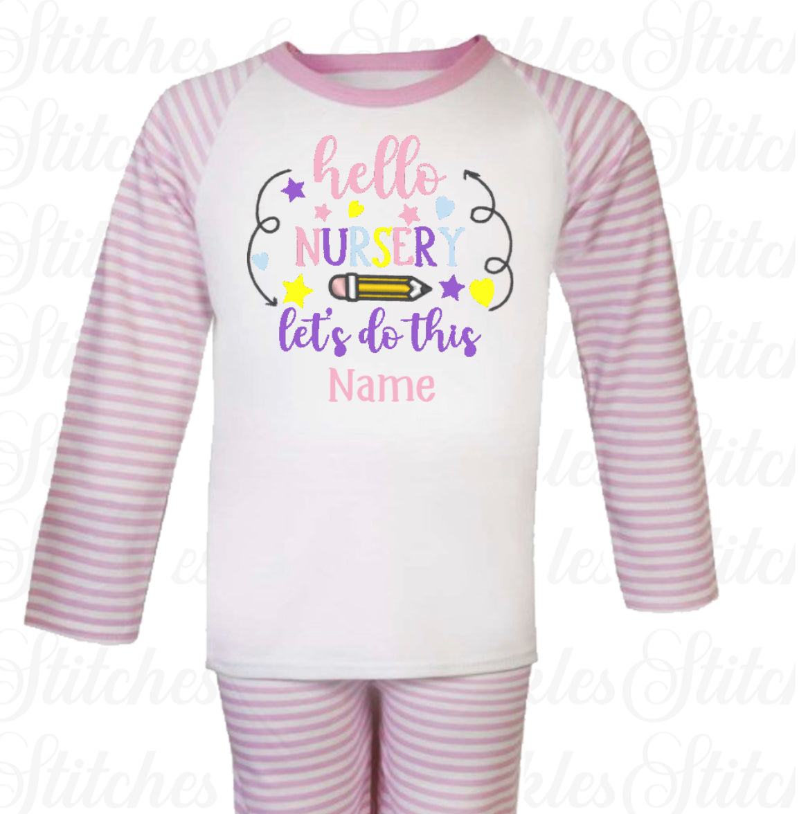 Embroidered Hello Back to School Pyjamas