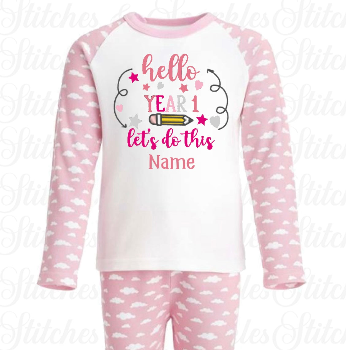 Embroidered Hello Back to School Pyjamas